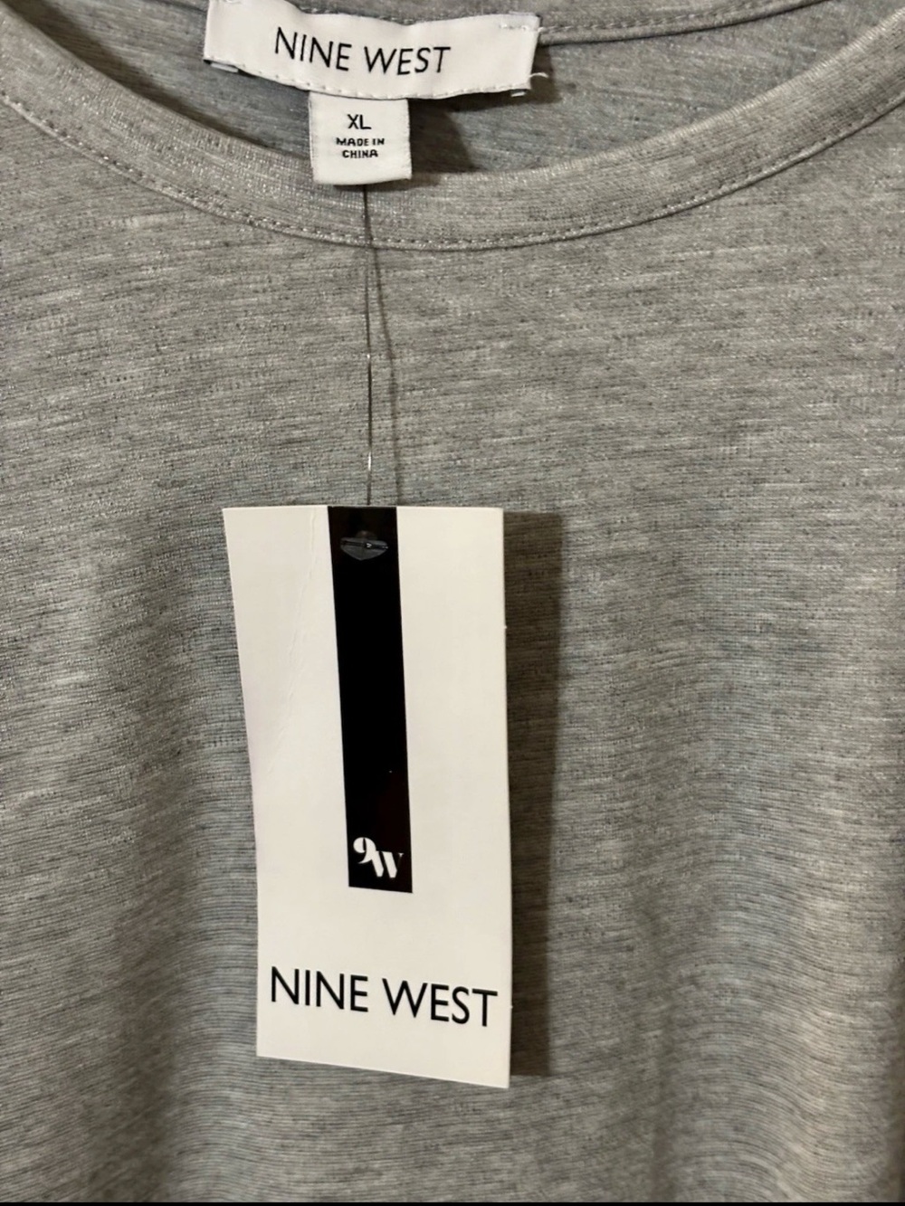 Nine West Light Gray Long-Sleeve Ruffle Detail Top - Picture 2 of 5